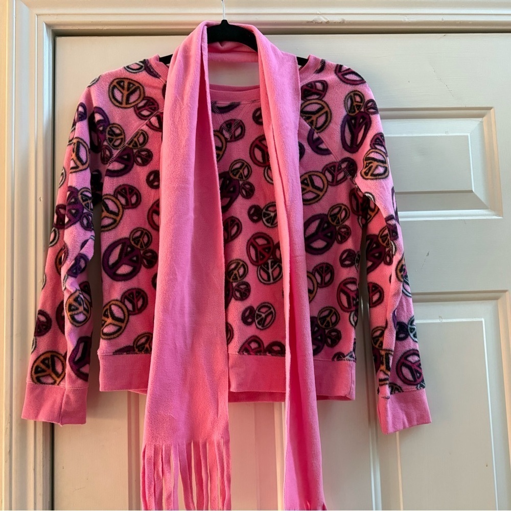 Peace Sign Fleece Sweatshirt & Matching Scarf